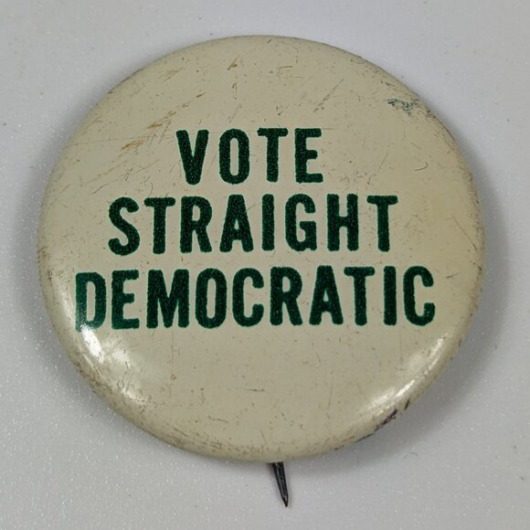 Vintage Vote Straight Democratic Lapel Pin Button - Picture 1 of 3